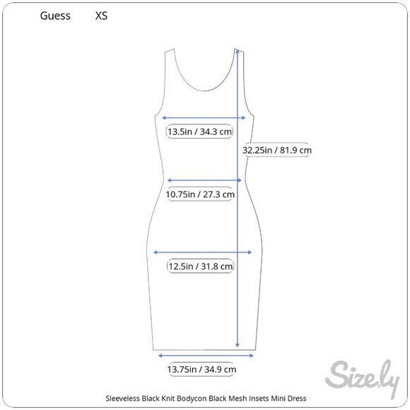 Guess Sleeveless Black Knit Bodycon Mini Dress Mesh Insert BacK Floral Cutout XS - Picture 7 of 7